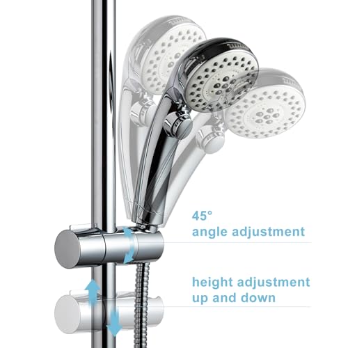 OFFO Shower Head Holder, Adjustable 0.75-1.00 in(19-25 mm) Diameter Hand Shower Holder Bracket for Slide Bar, Detachable Slider Clamp Bathroom Replacement, 45 Degree Rotation Sprayer Holder, Chrome - style: Chrome