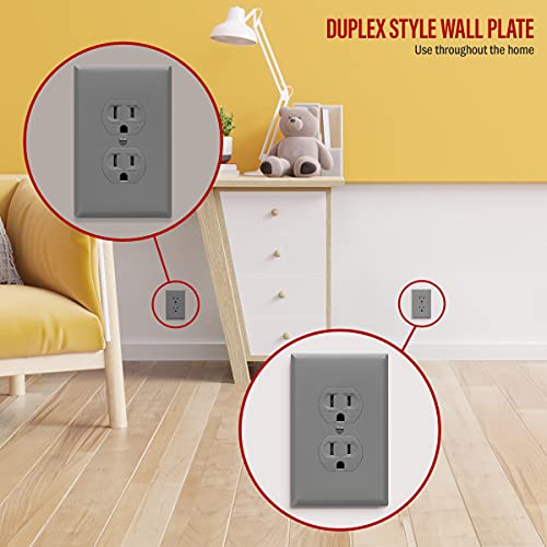 ENERLITES 10 Pack Mid-Size Duplex Outlet Covers Wall Plate, Gray - color: Gray, size: Mid-Size