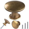 8 Pack Delicate Design Round Antique Brass Kitchen Cabinet Knobs Cupboard Door Knobs 1.18-INCH Yellow Bronze Drawer Handle Pulls Dresser Knobs with 8 Pcs Screws for Bathroom Drawer Door Hardware - color: Brass