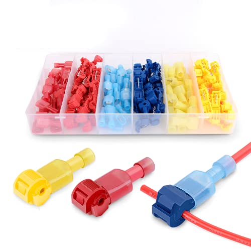 Nilight - 50004R 120 Pcs/60 Pairs Quick Splice Wire Terminals T-Tap Self-stripping with Nylon Fully Insulated Male Quick Disconnects Kit, 2 Years Warranty - size: 120Pcs 22-10AWG