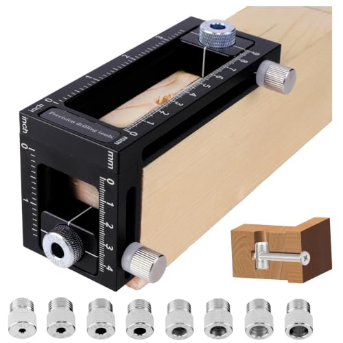 2-in-1 Auto Centering Dowel Drilling Jig with 8 Size Drill Bushings 3-10mm - color: Black