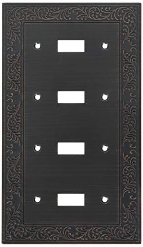 Amerelle 43T4VB English Garden Wallplate, 4 Toggle, Cast Metal, Aged Bronze, 1-Pack - color: Aged Bronze, size: 4 Toggle