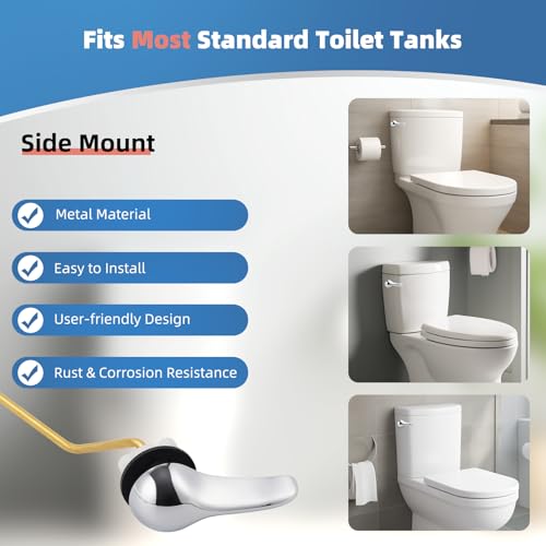 iFealClear Universal Metal Toilet Tank Flush Lever Replacement, Side Mount Toilet Handle, Toilet Trip Lever Fits Most Angle Mount Toilets, Stainless Steel Chain, Chrome - color: Chrome, style: Side Mount Design