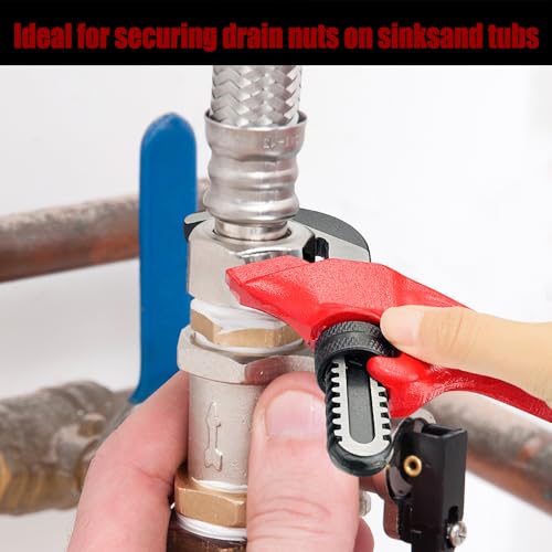 9-1/2 Inch Offset Hex Adjustable Pipe Wrench, CR-V Hook Jaw, 1-1/8 to 2-5/8 Inches