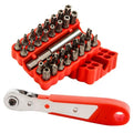 34pcs Security Bit Set 1/4 Inch Hex Shank Screwdriver Bit Set,Tamper Proof Bits-Torx+Hex+Tri Wing+Star+Spanner for Torx Security Screwdriver Set,High Hardness Impact Driver Bit Set(Red+RedRatchet) - color: Red+redratchet