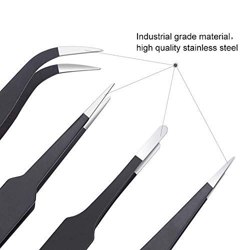 6PCS Precision Tweezers Set, Upgraded Anti-Static Stainless Steel Tweezers