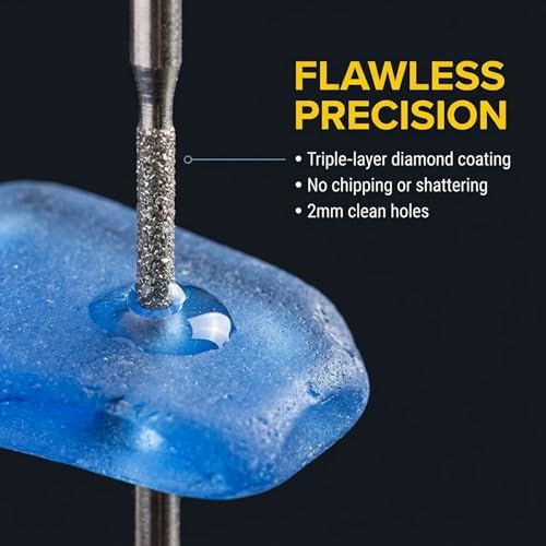 Drilax 30-Pc 2mm Diamond Drill Bit Set, 1/8" Shank for Dremel Rotary Tools, Glass, Sea Glass, Stone & Jewelry Making, Precision Lapidary Bits - size: 2mm