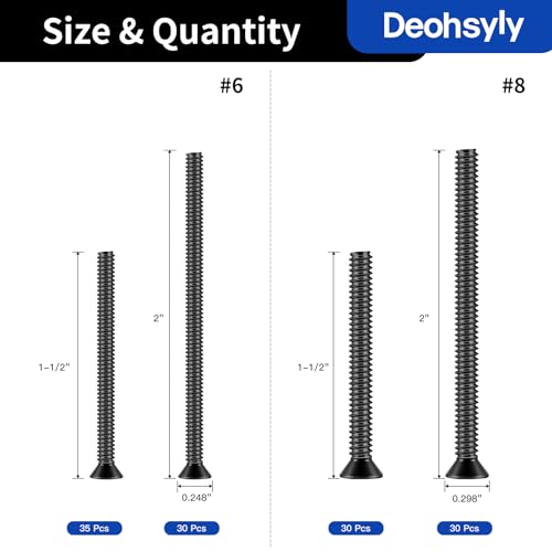 126Pcs Flat Head Phillips Electrician's Machine Screw Kit, Long Electrical Outlet Screw, #6-32#8-32, 304 Stainless Steel for Wall Plate Switch/Outlets,Mounting Electrical Extender, with Tool - color: Black, size: #6#8 126Pcs