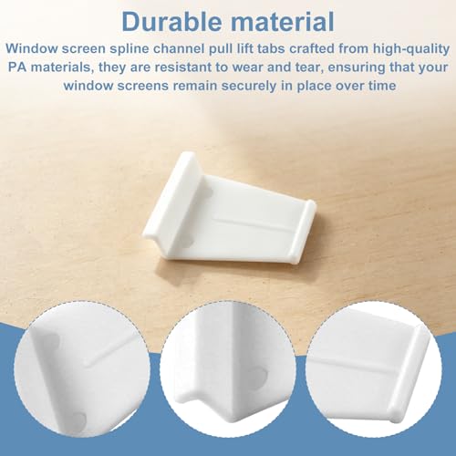 Screen Lift Tabs 30pcs White Plastic Universal Spline Channel Pull tabs