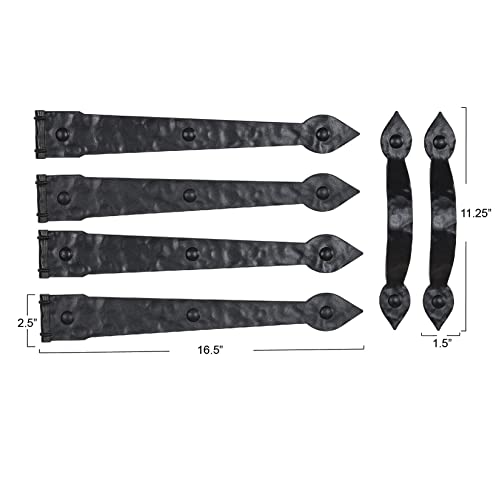 Household Essentials Hinge IT Premium Carriage House Handle & Hinge, Black Garage Door Magnet, 4 Hingle 2 Handles (Pack of 1) - size: Pack of 1, style: Premium Hinges
