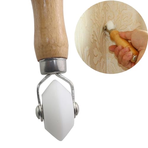 2PCS Wallpaper Smoothing Roller Wallpaper Home Decoration DIY Tools Shaded Corner Round Seam Roller Flat Roller Wooden Handle Handmade Special Repair For Flat and Corner Wallpaper Installation