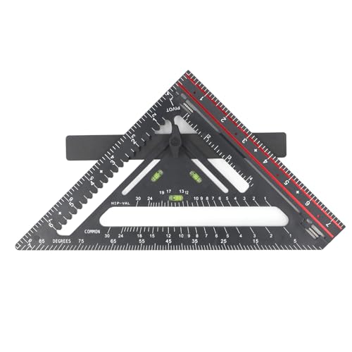 Advanced Carpenter Square, Folding Square Rafter Square with Level, Jig Block, Combination Square Triangle Ruler Woodworking Layout Tool for Architects, Designers, Students
