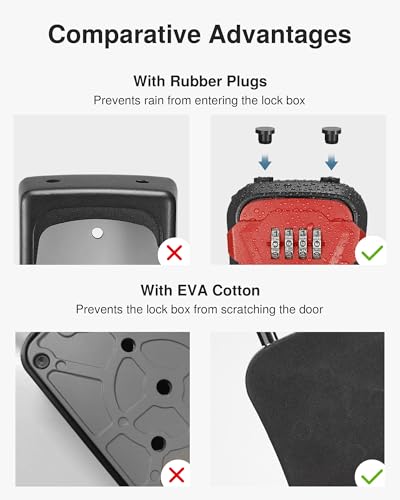 Puroma Key Lock Box for House Keys Combination Lockbox with Code, 1 Red - color: Red