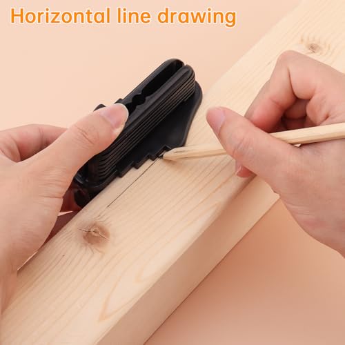 Center Scriber, Multifunction Magnetic Center Finder Tool, Woodworking Offset Marking Gauge for Carpentry with Hexagonal Pencil, Pencil Sharpener, Magnetic Scriber (Black) - color: Black