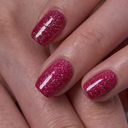CurvLife Short Square Press On Nails, Urban Frost Milky White, Soft Gel - color: Fuchsia Fever