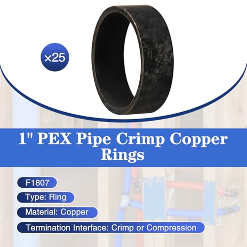 25 Pack 1" PEX Copper Crimp Rings - size: 1“ × 25pcs