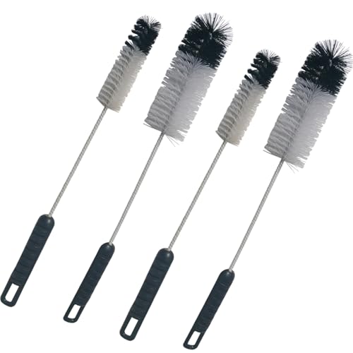 Bottle Brushes Thin Long Handle X 4, Soft Nylon Slim Wire Set