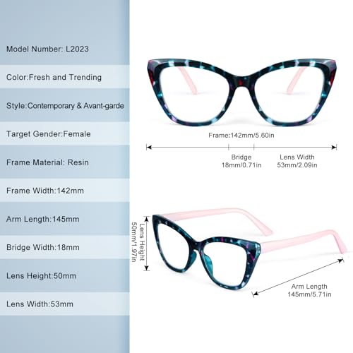 3 Pack Oversized Reading Glasses for Women with Spring Hinge - color: 4 Pack Mix C2*