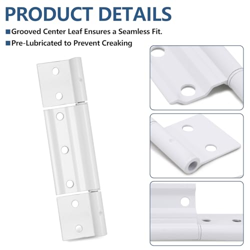 Replacement for Screen Doors Hinge fits for White Aluminum 1/8 in Larson Grooved Center Screen/Storm Door Hinge, Extruded Aluminum Door Hinge Kit Compatible with Most Screen Doors - White 3 Pack