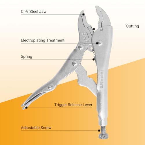 Locking Pliers Set, 2-Piece 7 Inch Curved Jaw and 6 Inch Long Nose