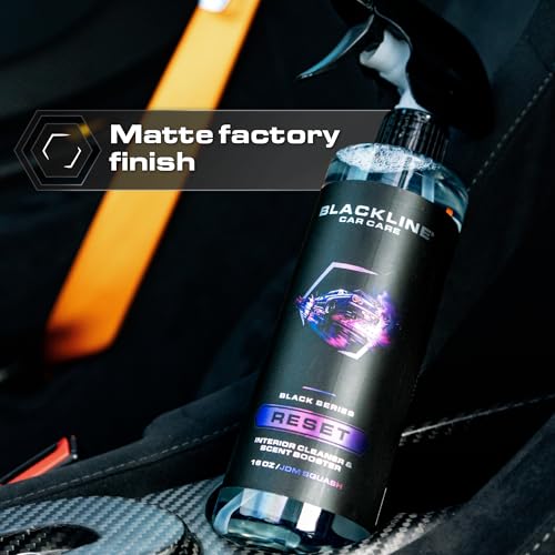 Blackline Reset Interior Car Cleaner & Deodorizer Spray - Teakwood | pH-neutral high-foam formula deep-cleans & deodorizes leather, vinyl, carpet & plastic. Long-lasting scent, zero residue