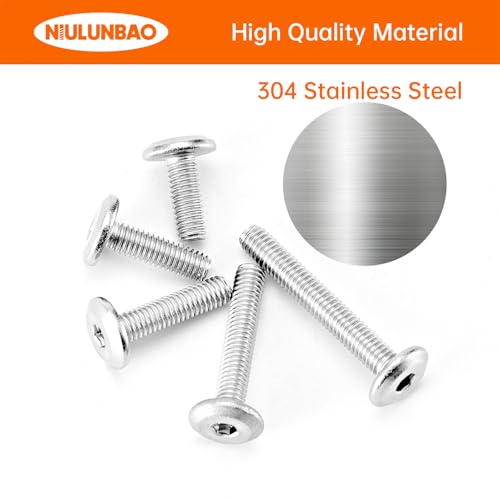 M3 x 8mm 10mm 12mm 16mm 20mm Flat Round Head Hex Socket Cap Screws Bolts, Furniture Screws, 304 Stainless Steel, Metric Fully Threaded, Allen Hex Drive, Bright Finish, Assortment Kit 125PCS - size: M3 x 8/10/12/16/20mm (125PCS)