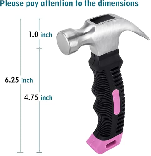 8 oz Small Claw Hammer - Mini Hammer for Women&Kids - Little Hammer for Household Projects, Woodworking & DIY Tasks - Pink - style: Pink