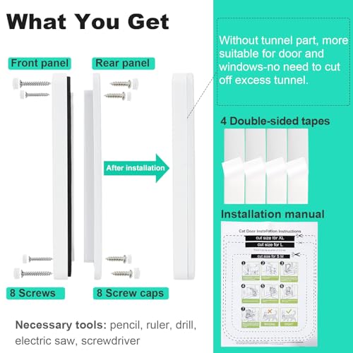 Lessmon Cat Door Flap for Interior Exterior Doors, Outer 7.76x7.5x0.78in, M - size: 7.76x7.5x0.78 inches