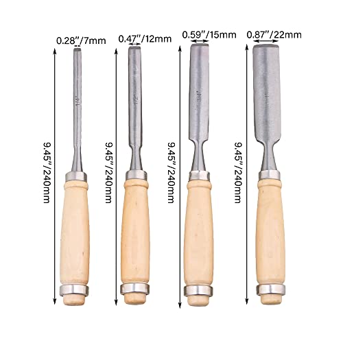 Semicircle Chisel Inner Edge Woodworking Gouge for Carpenter Wood Hand Chisel Tool Pack of 4