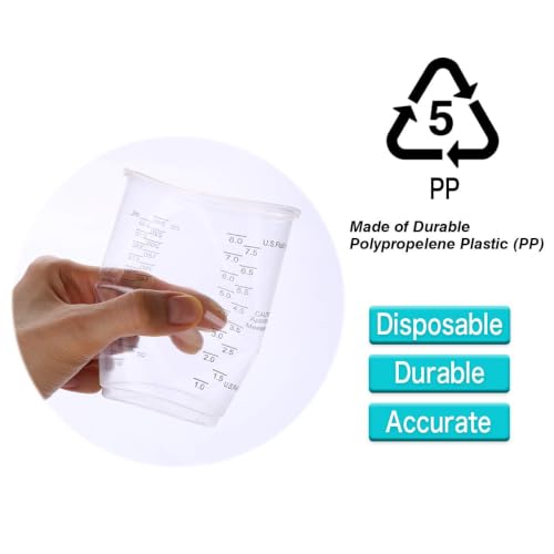100pcs 8oz Graduated Clear Plastic Measuring Cups