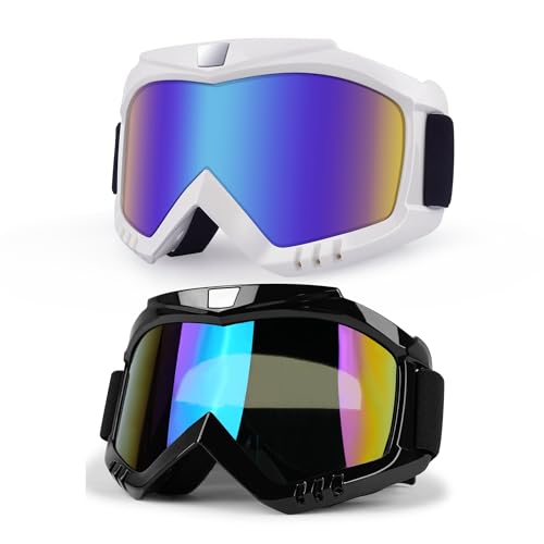 Motocross Goggles - MX Goggles for ATV, Motorcycle, Dirtbike Riding - color: (Black & White)color Lens