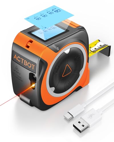 2-in-1 Digital Laser Tape Measure: 197ft & 16ft Professional Accurate Tape Measuring Tool, Ft/Ft+in/in/M, Pythagorean, Area, Volume Rechargeable Laser Measure for Construction DIY Woodworker