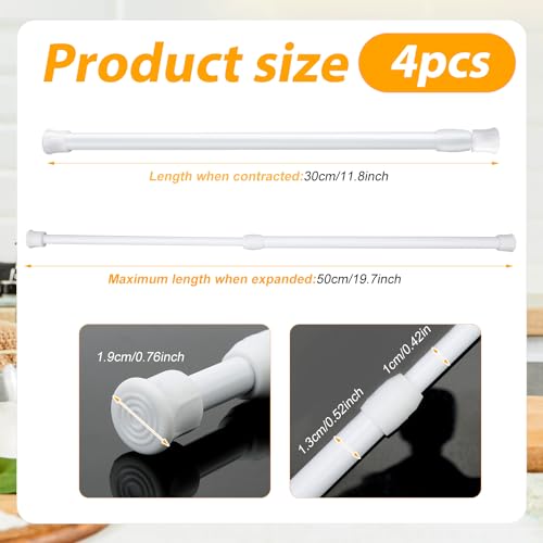 4pcs Window Security Bars, 11.8-17.72 Inch Adjustable Sliding Door Security Lock Bar Fixed Window Guard Door Security Devices for Children Safety Patio Door (White)