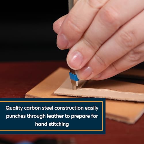 Weaver Leather Supply Diamond Leather Stitching Chisel Set, Precise 5mm Hole Punch, Color-Coded Hole Punch Set for Hand Sewing and Saddle Stitching - size: 5mm