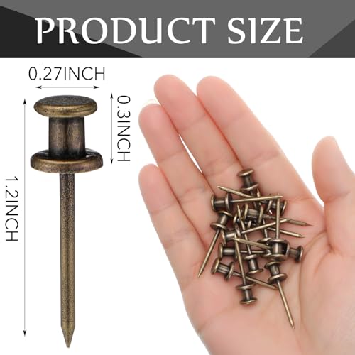 Watersay 50 Pcs Double Headed Picture Hanging Nails, Bronze, Gongzi - color: Bronze, style: Gongzi