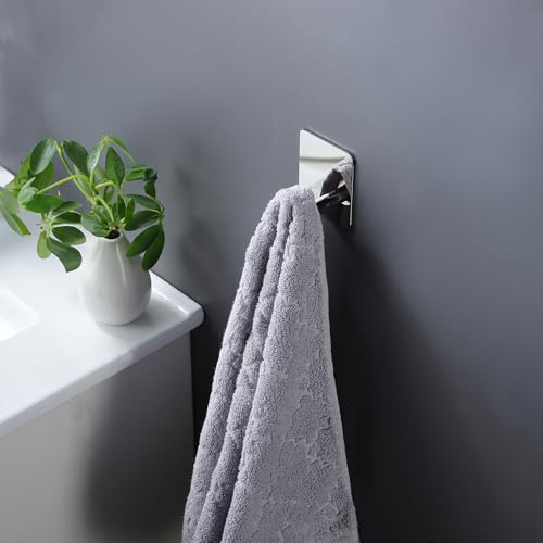 DELITON Adhesive Towel Hooks, 4 Pack Stainless Steel 26lb Max Mirror Silver - color: Mirror
