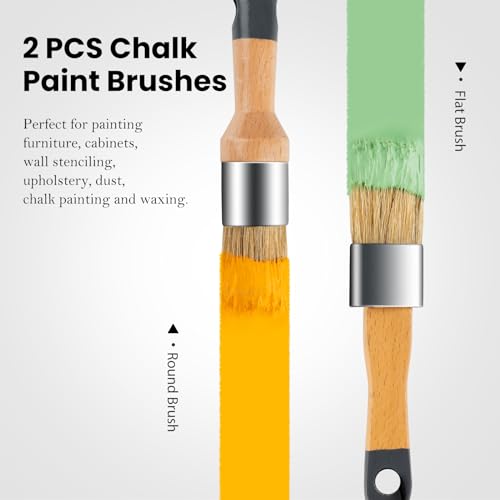 Chalk Paint Brush, 2 Pack Wax Brushes with Natural Bristle - size: Small Round, 2 Pack