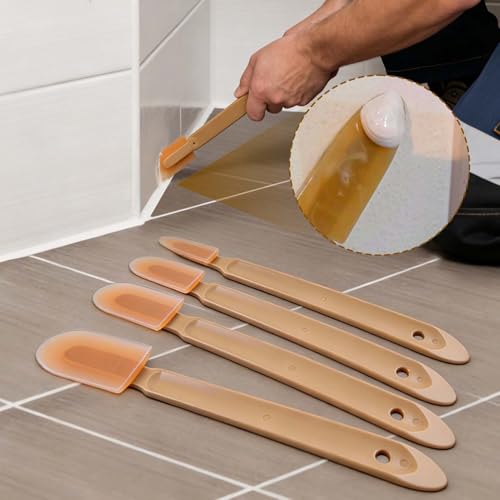 Caulking Tool Kit 8PCS Silicone Caulk Finishing and Smoothing Tools, Reusable Sealant Spatula Spreader Flexible Caulk Smoother with Ergonomic Handle for Bathroom Kitchen Window Floor Sealing