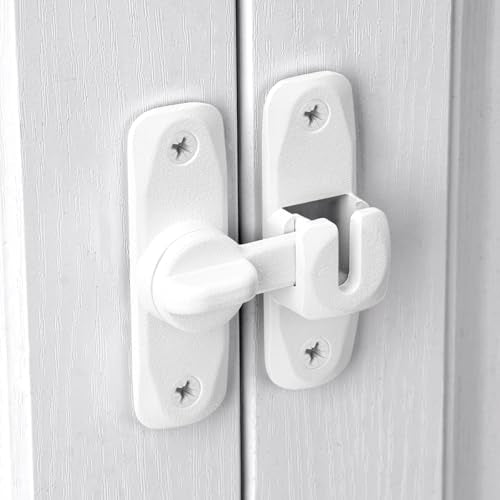 Matte White Barn Door Latches,90/180 Degree Gate Lock_B - color: Matte White