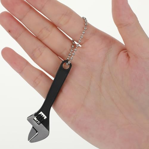2 Pcs Small Adjustable Wrench 2.68 Inch Mini Nut Adjustable Wrench Small Wrench Set Stainless Steel Locking Keychain Tiny Spanner With Chain for Repair Micro Equipment (Black)