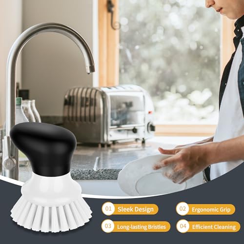 MR.SIGA Dish Scrub Brush, Palm Brush Dish Scrubber, White, Pack of 2 - color: White