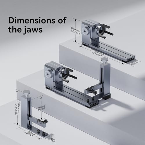 Longer Rotary Roller Series,Rotary Chuck for RAY5/B1/Nano,Other Frame Engraving Machines(Must with 12Pcs Risers),Y-Axis Rotary for Engraving Cylindrical Objects,Glasses,Tumblers,Size 369 * 80 * 145mm - size: 369 * 80 * 145mm