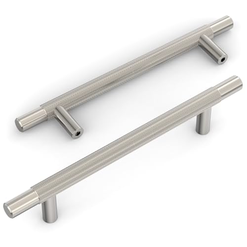 Amerdeco 10 Pack Brushed Satin Nickel Knurled Cabinet Pulls 5 Inch Hole Centers Kitchen Cabinet Handles Hardware Kitchen Handles for Cabinets Handles IH0006… - color: Brushed Satin Nickel, size: 5"/128MM Hole Center