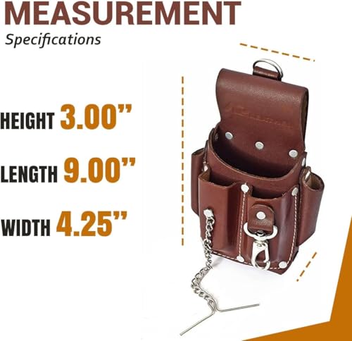 Ap-Leather Pro-5 Electrician Pouch, Leather Tool Pouch, 5 Pocket Pouch with Electrical Tape Holder, Durable Compartments, Tool Pouch with Belt Clip, Dark Brown - color: Maroon
