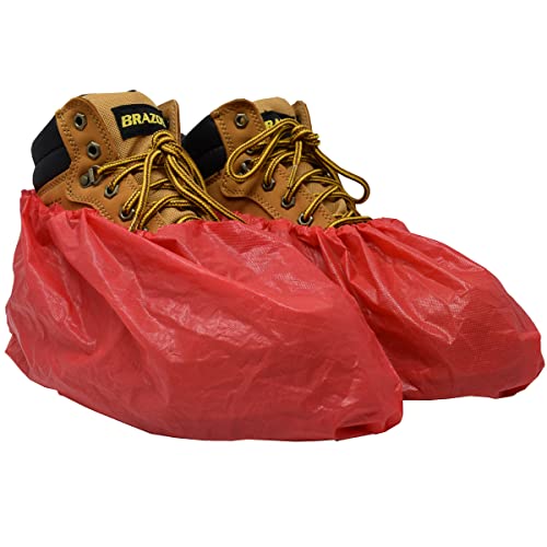 ShuBee Waterproof Shoe & Boot Covers Slip-Resistant Disposable for Plumbing Construction Floor Protection - 40 Pair - color: Waterproof Red