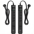 Addtam 2 Pack Power Strip Surge Protector – 5 Wide Spaced Outlets 3 USB - color: Black & Black, size: 6 FT