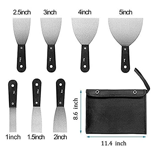 7 PCS Putty Knife with Storage Bag Paint Scraper Drywall Spackle Tools
