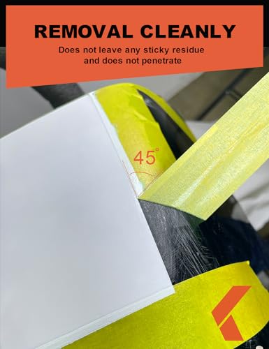 KREFINISH Painters Tape for Cars Vehicles Paint Tape Auto Body Yellow Masking Tape Heat Resistant Automotive Removable No Residue Painting Tape Bulk Set for Paint Booth, 0.7in-60 yards/6rolls - size: 0.7in-6rolls