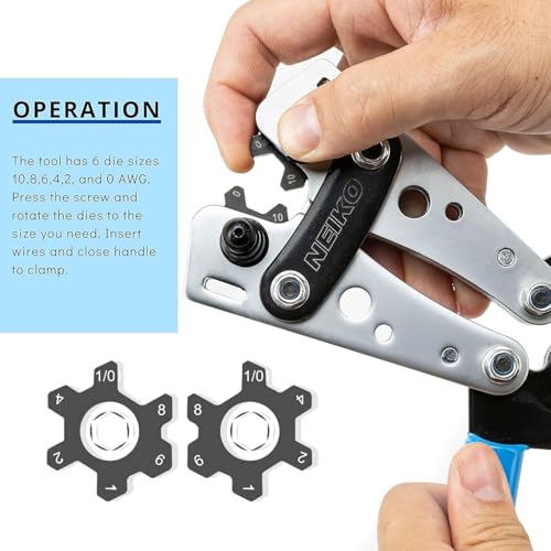 NEIKO 02039A Lug Crimping Plier and Cable Cutter Set, Battery Cable Crimping Tool, 8-0 AWG, 6mm - 50mm, Electrician Wire Crimper Tool - style: 2 Pc Battery Crimper & Cutter Set