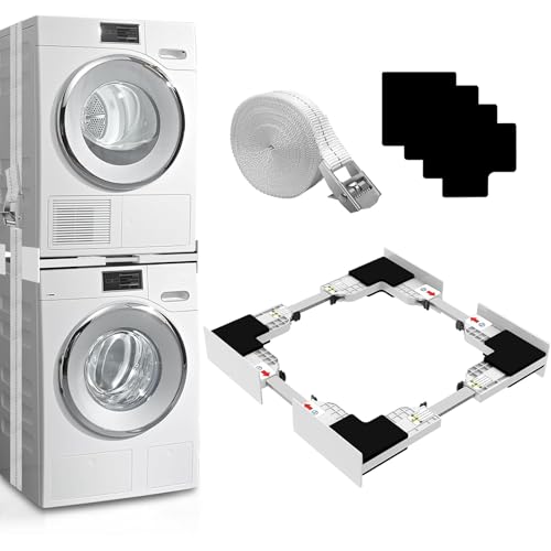 Upgrade Washer Dryer Stacking Kit - Universal Washer Dryer Stacking Kit | Adjustable 29/28/27/26/25/24 Inch - Small Space Saving Solution Stacking Kit for Washer and Dryer with Ratchet Strap - style: Upgrade Universal Stacking Kit